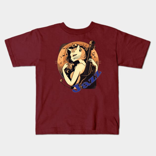 Jazz Cat Kids T-Shirt by MusicianCatsClub